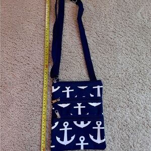 Navy Anchor Print Crossbody Bag NWOT